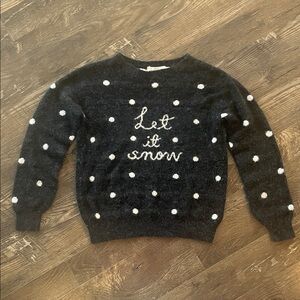 H&M Sweater with White Polka Dots and 'Let it Snow' Design Size Small